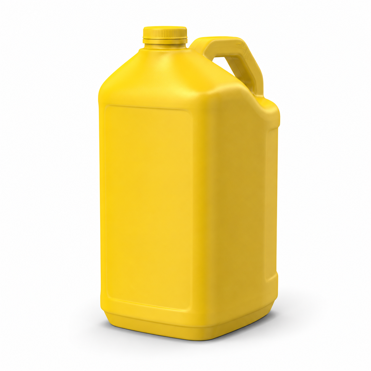 3D render of a yellow 10 L HDPE chemical jug