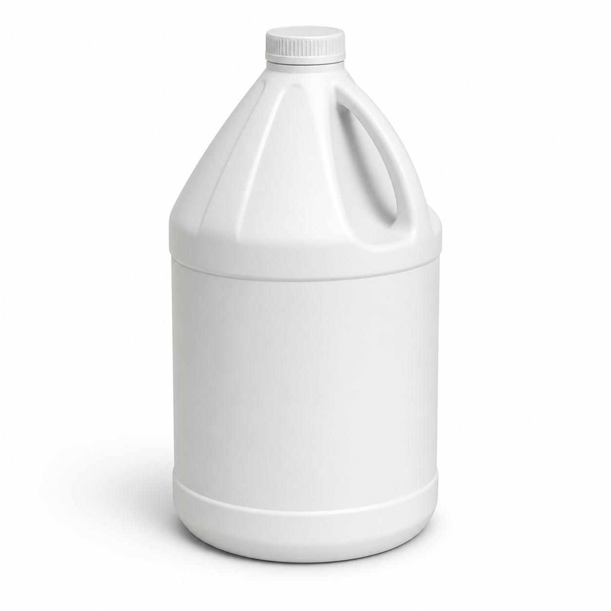 3D render of a white 4 L HDPE chemical bottle
