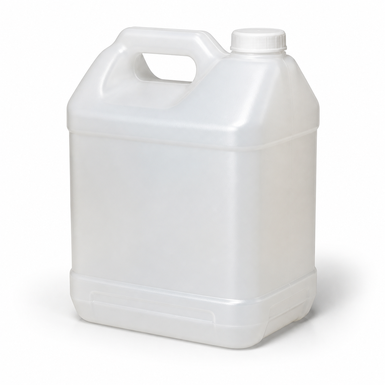 3D render of a natural HDPE 2.5 gallon DEF bottle